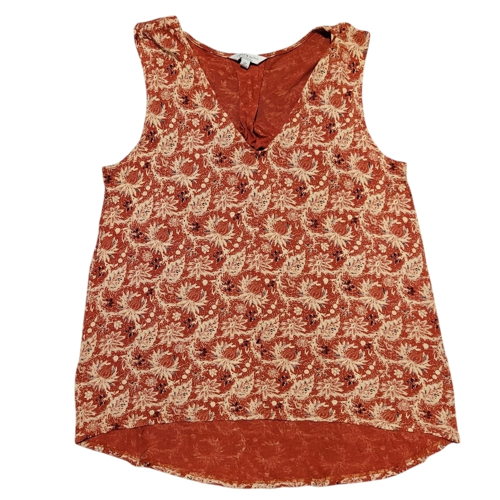 Lucky Brand Red Floral Print Sleeveless V-neck Shirt